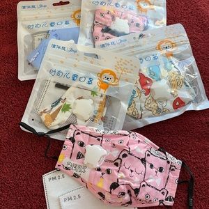 2 PCS Kid mask breathable valve Adjustable+2filter